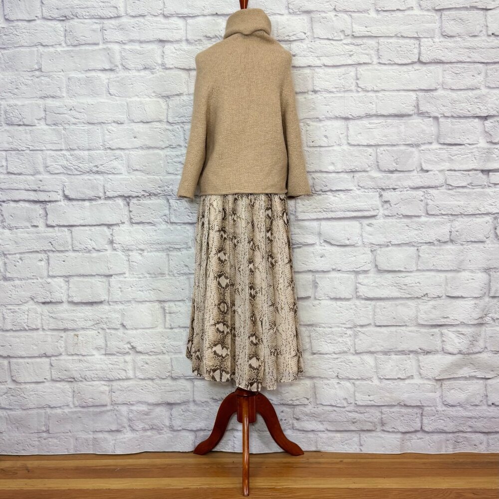 Theory Merino Wool Camel Hair Blend Tan Turtleneck Drop Shoulder Sweater - Picture 6 of 9